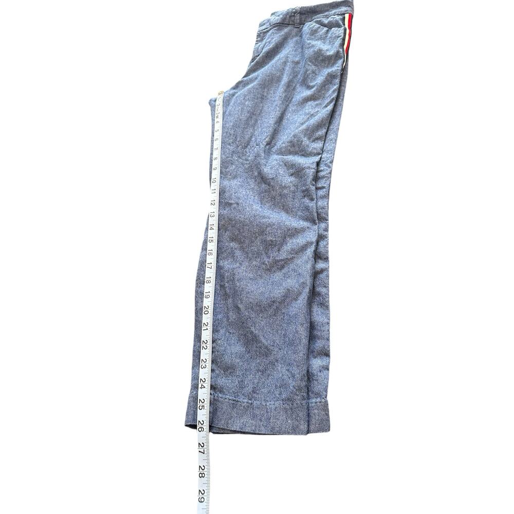 Old‎ Navy Blue Denim Linen Blend Mid-Rise Side-Stripe Ankle Dress Pants Size 12 - Picture 15 of 16